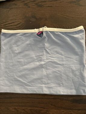 Edikted Light Blue Bandeau with White Trim and Pink Logo Tag